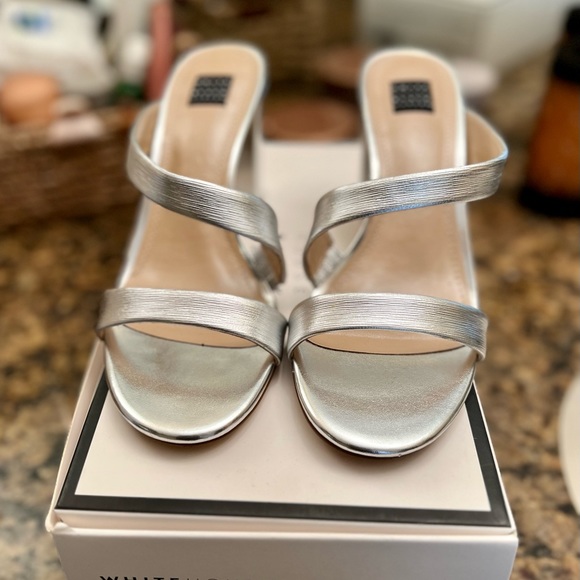 White House Black Market Shoes - WHBM silver heels